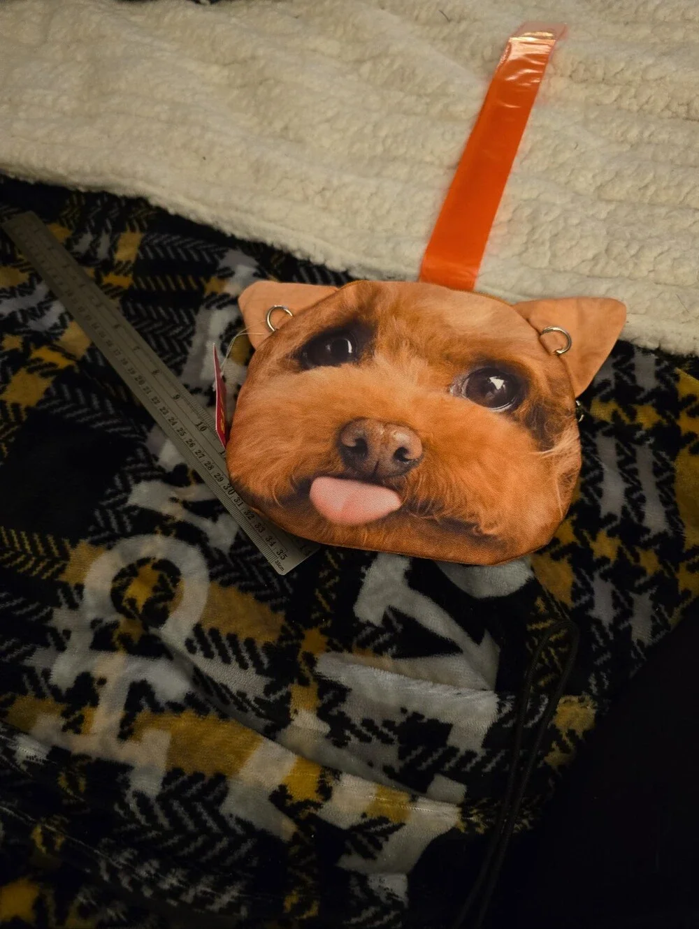 Purse Pets Brown Apricot Dog Face Small Pet Purse Cross-body or Shoulder Purse.